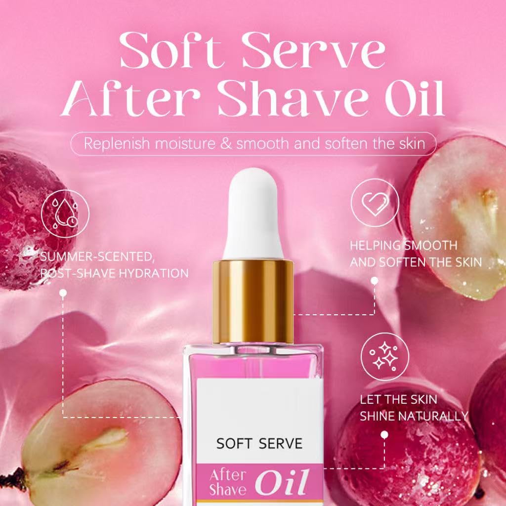 Strawberry Vanilla After Shave Oil, Moisturize and Smooth Skin, Prevent Ingrown Hairs & Dryness, Soft Serve After Shave Oil for All Skin Types (1.01 fl. oz.)