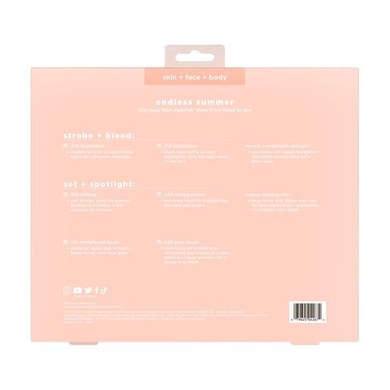 Real Techniques Endless Summer Makeup Brush Kit, Face Brushes, For Foundation, Powder, Highlight, Contour, & Bronzer, Inlcudes Tanning Mitt, Premium Quality, 6 Piece Set