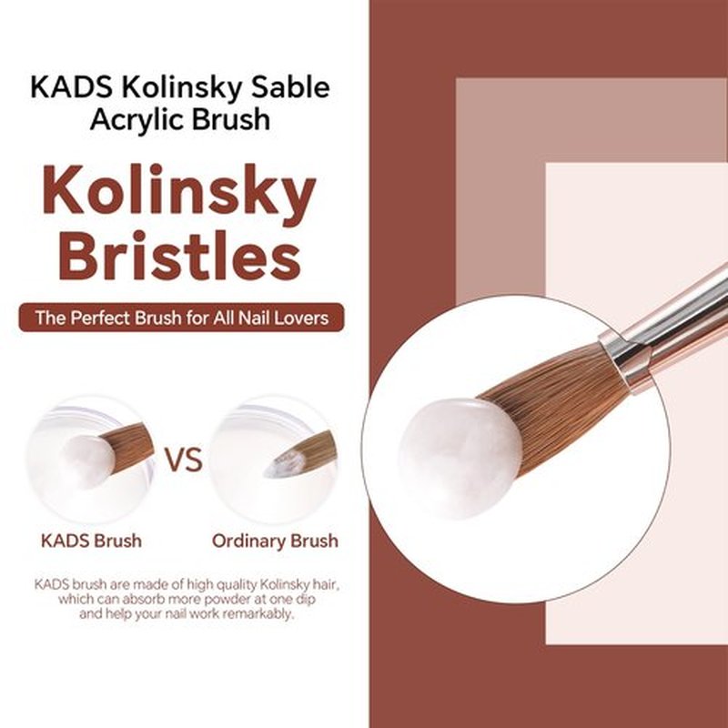 KADS Acrylic Nail Brush with Penholder Nail Brush for Acrylic Application-Oval Shaped Powder Nail Design Tools for Professional Manicure DIY Home Salon (8#)