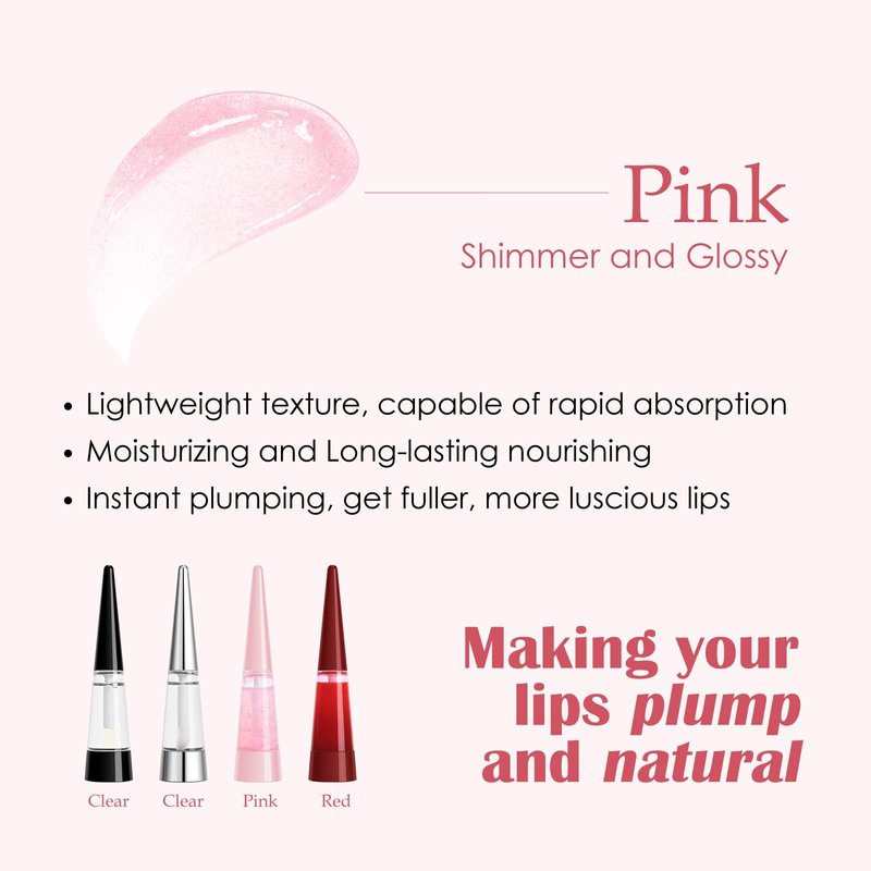 FREEORR Lip Plumper, Extreme Plumping Lip Fuller, Hydrating and Transparent Lips Balm, Volumizing formula, Youthful Fuller Gloss, Smoother Lips and High Glossy, Non-Sticky-03 Pink, 0.21 Fl Oz