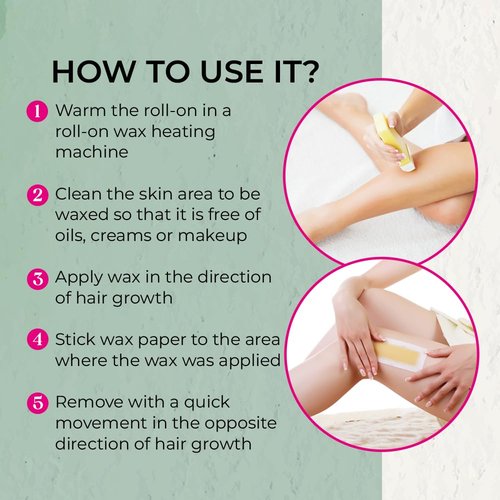 NATURAL-WAX NATURAL DEPILATORY WAX Hair Removal Wax, Waxing Cartridge 100% Organic Olive Wax Roller - Does Not Leave Residues - Pack of 3