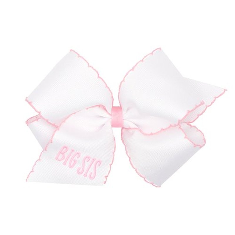 Wee Ones Girls' Grosgrain with Light Pink Moonstitch Edge and Embroidery on a WeeStay Hair Clip, King, Big