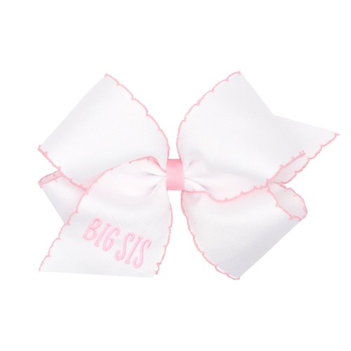 Wee Ones Girls' Grosgrain with Light Pink Moonstitch Edge and Embroidery on a WeeStay Hair Clip, King, Big