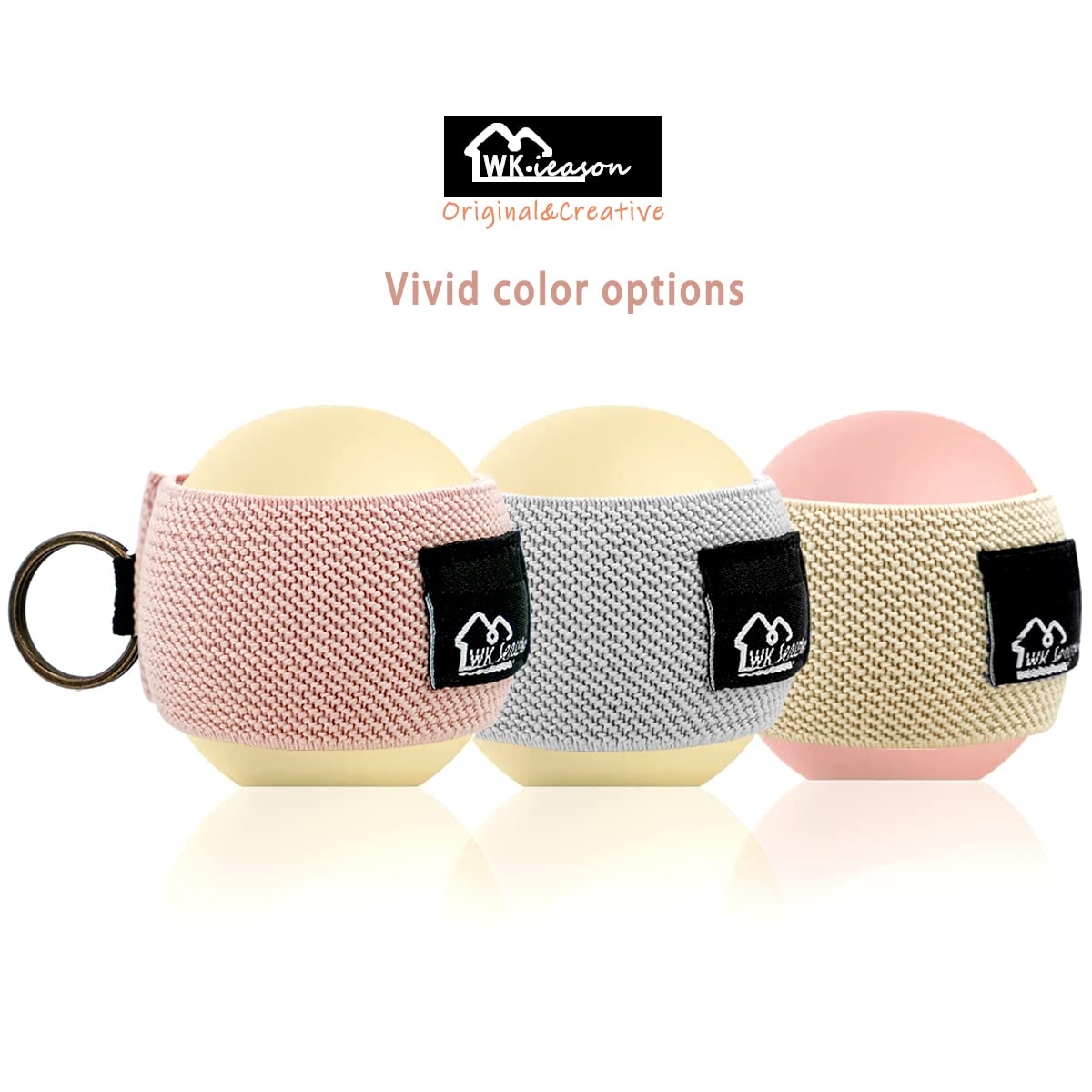 WK IEASON Lip Balm Holder Sleeve with Keychain Lipstick Sleeve Holder Tight-knit Elastic Holder for Ball Lip Balm Lipstick Holder Keychain