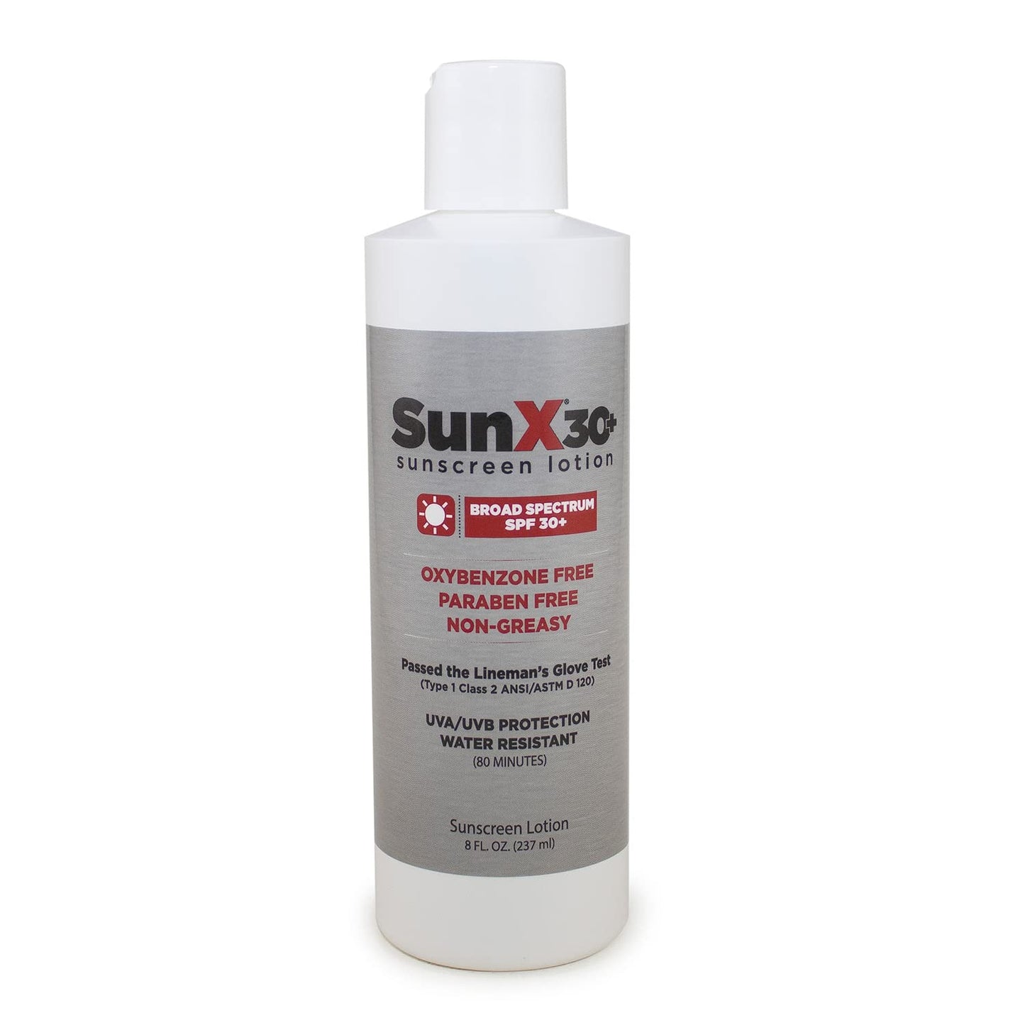 CoreTex Sun X 30+ SPF Broad Spectrum Sunscreen Lotion - 8oz Bottle of Paraben, Oxybenzone, Octinoxate, & Oil Free Sunscreen - No White Cast and Water Resistant Up to 80 Minutes