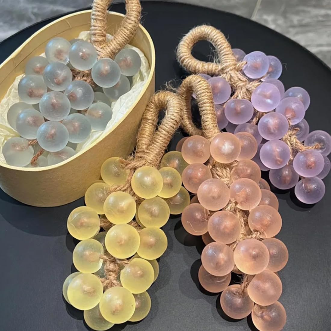Grape Soap on a Rope, Handcrafted Grape Cluster Shaped Soaps, DIY Exquisite Home Decor and Gift Choice for Hand Washing & Air Freshening (Pomegranate)