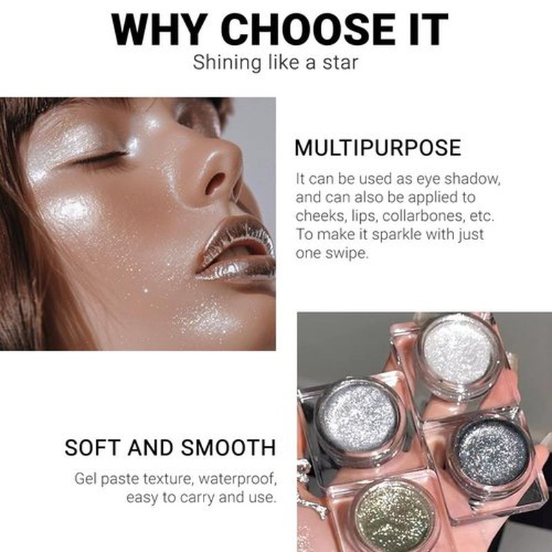 Eyeshadow Single Shimmer, High-Pigment Monochrome Eye Shadow Pressed Powder, Everyday Velvety Silky Eye Makeup Looks, Professional Long-Lasting Waterproof Single Eyeshadow Palette, 01# Sparkle white