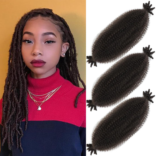 Pre-Separated Springy Afro Twist Hair 16 Inch 3 Packs Soft Spring Twist Hair for Butterfly Locs Wrapping Hair For Soft Locs Synthetic Marley Twist Braiding Hair Extensions for Black Women (#4)