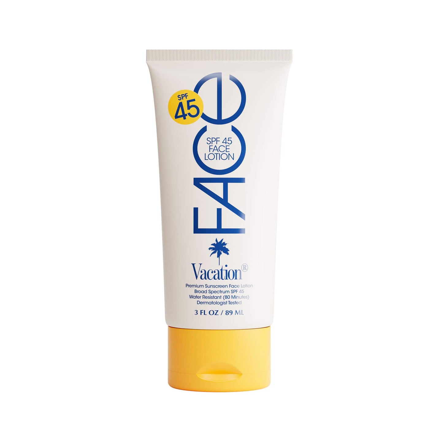 Vacation Classic Face Sunscreen Lotion SPF 45, 3 Fluid Ounces - Sunscreen for Face, Lightweight, Daily Use, Transparent on All Skin Tones, Water-Resistant, Dermatologist-Tested, Vegan