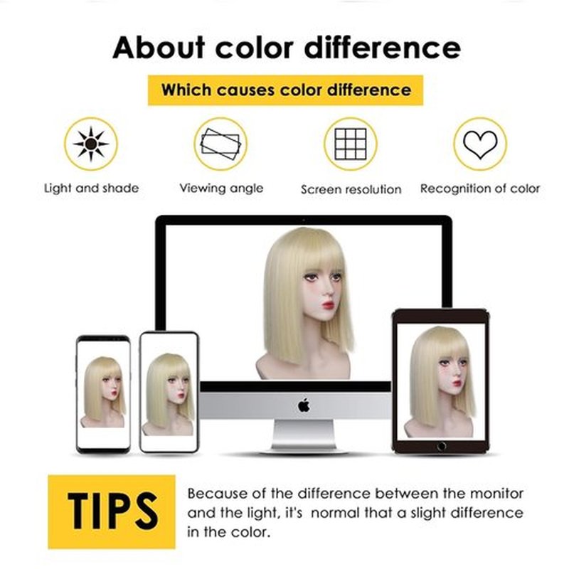 Blonde Bob Wig with Bangs Short Blonde Straight Wig for Women Natural Looking Heat Resistant Synthetic Wig for Grils Daily Party Halloween Cosplay Use 13inch