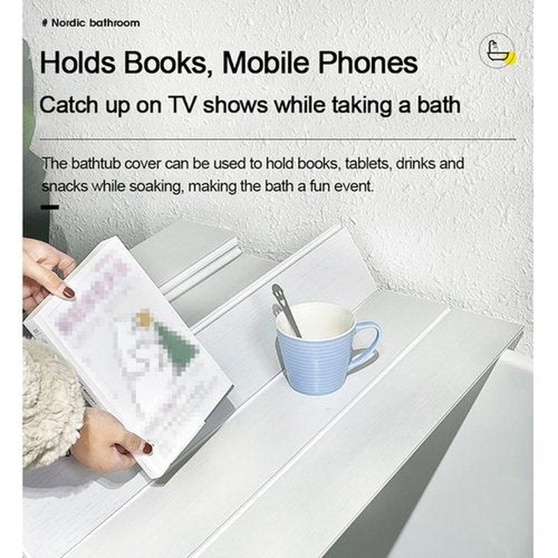 Adjustable Foldable Dust-Proof Bathtub Cover White,Waterproof Shutter Bathtub Tray & Laptop Desk 2 in 1 Fits Most Tubs,Modern Bath Tub Racks for Home (0.75Mx1.5M(29.5"x59"), 0.24in Thick)