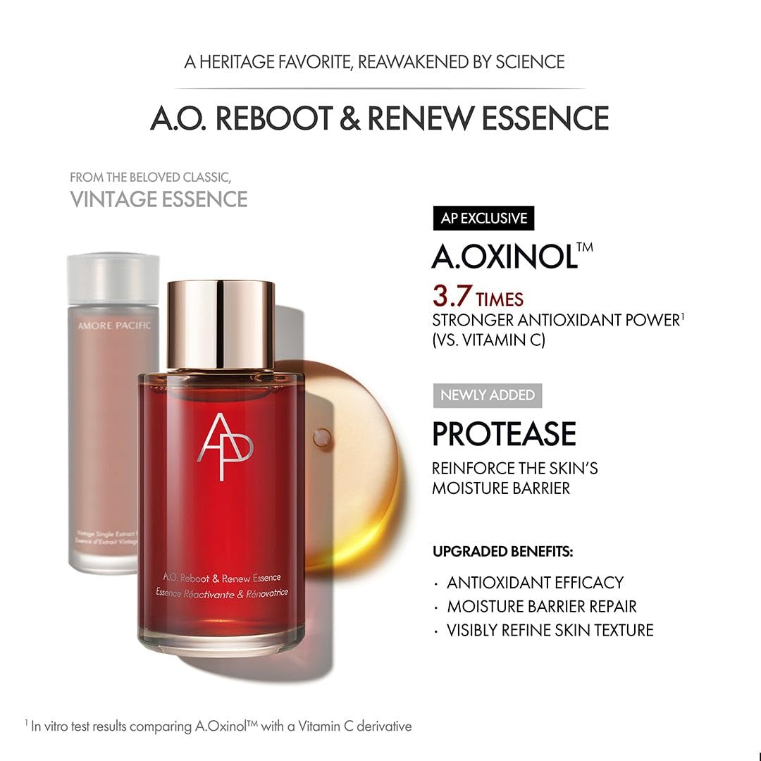 AP Beauty (by AMOREPACIFIC) A.O. Reboot & Renew Essence 150mL/5.07 fl. oz., Hydrating, Radiance Boosting and Firming Care, Moisture Barrier Strengthening, Luxury Skincare