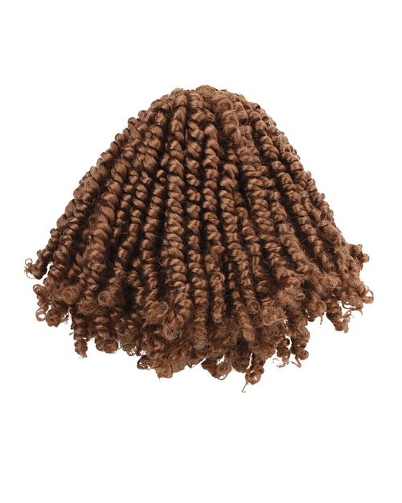 6 Inches 8 Packs Super Short Passion Twist Crochet Hair for Black Women and Kids-Natural Blonde Pre Looped Pretwisted Crochet Hair Extension Braided by Spring Kinky Bohemian Curls(6"-8 Packs,27#)