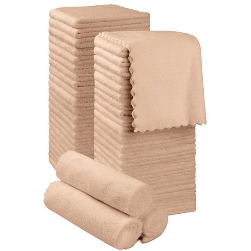 Orighty Ultra Soft Washcloths 48 Pack, Premium Microfiber Towel Sets 12 x 12 inches, Absorbent and Quick Drying Coral Velvet Washcloth, Multi-Purpose Wash Cloths for Bathroom, Hotel, and Gym (Brown)