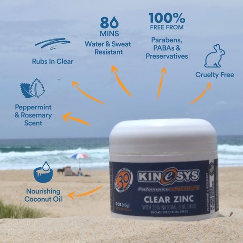 KINeSYS Reef Safe Natural Mineral Zinc Oxide Sunscreen, Rubs in Clear, SPF 30, Broad Spectrum UVA/UVB protection for Face and Body; Alcohol, PABA & Oxybenzone FREE, Peppermint & Rosemary Scent, 60 G