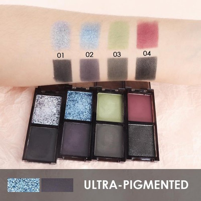HHLTOH Two Color Matte Shimmer Eyeshadow, Blue Black Double Pigment Eye Shadow Powder, Long-Lasting Waterproof Makeup Palette,Blendable, Easy-To-Apply and Compact for Travel，0.14 Oz,02#