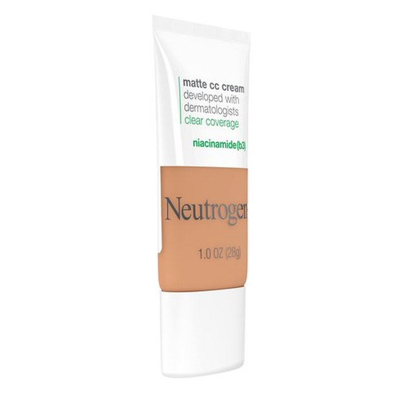 Neutrogena Clear Coverage Flawless Matte CC Cream, Full-Coverage Color Correcting Cream Face Makeup with Niacinamide (b3), Hypoallergenic, Oil Free & Fragrance Free, Golden Ecru, 1 oz
