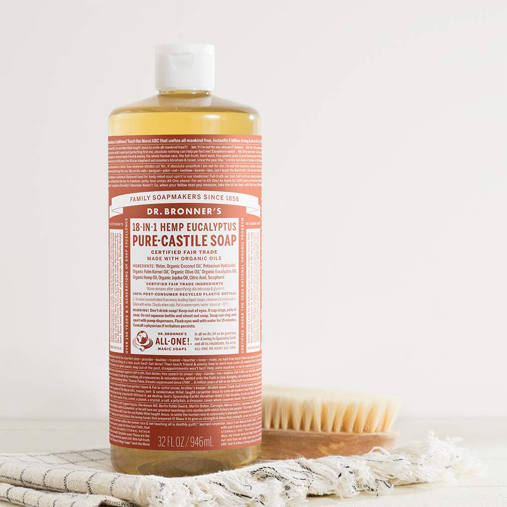Dr. Bronner's Eucalyptus Pure-Castile Liquid Soap - 32 oz Organic, Vegan, 18-in-1 Uses