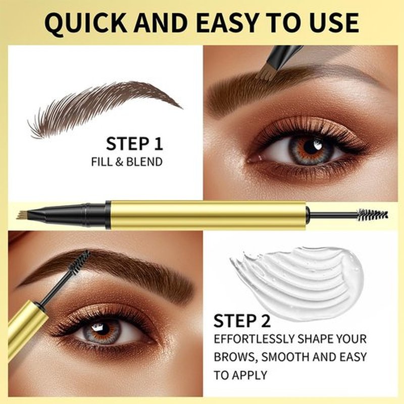 3D Magic Microblading Eyebrow Pencil, 2025 New 2-in-1 Eye Brow Pencils for Women 4 Fork Tip Microblading Eyebrow Pen, Last All-Day Tattoo Pencil Makeup Eyebrow Pen (2# Brown)