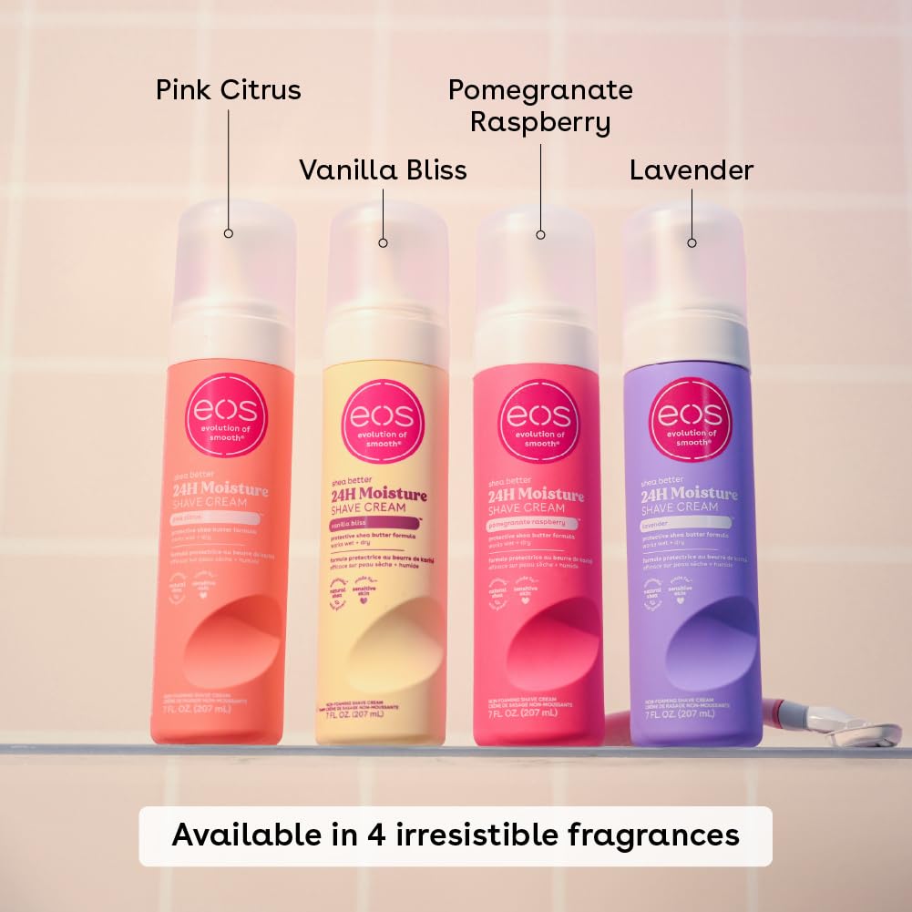 eos Shea Better Shaving Cream- Lavender, Women's Shave Cream, Skin Care, Doubles as an In-Shower Lotion, 24-Hour Hydration, 7 fl oz, 3-Pack