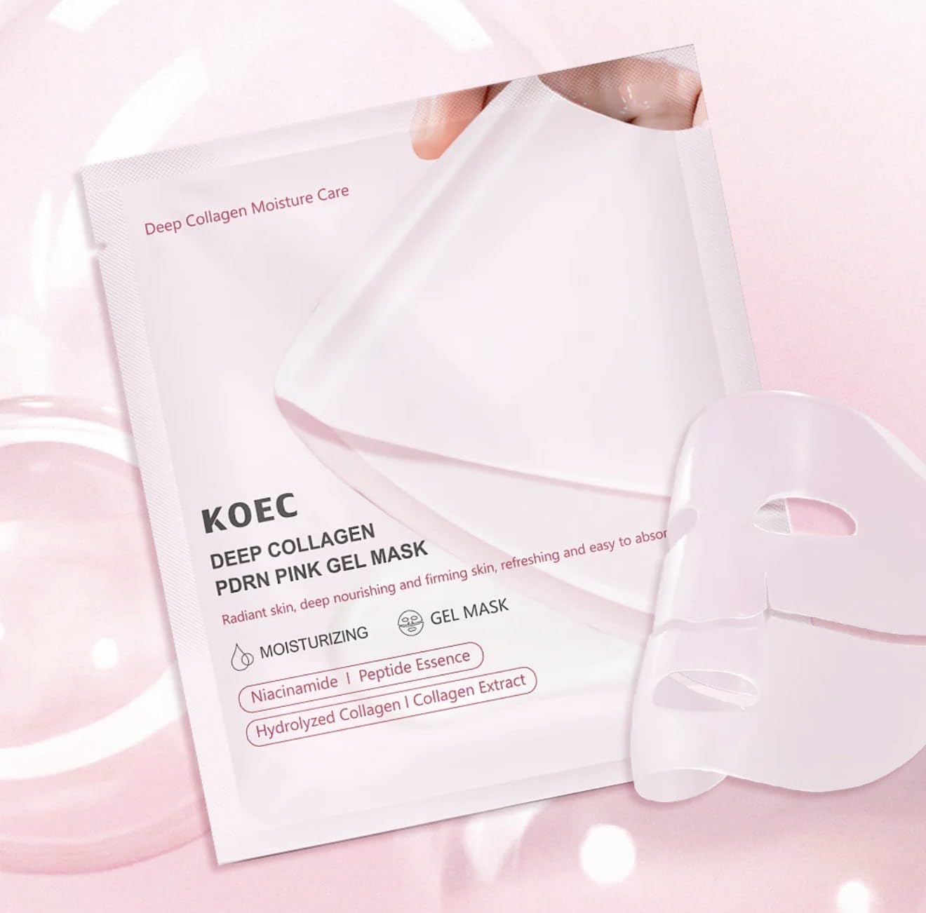 BEAUTIVANA KOEC Deep Collagen PDRN Pink Gel Mask, Moisturizing Face Treatment with Niacinamide, Peptide Essence, Hydrolyzed Collagen, 36g