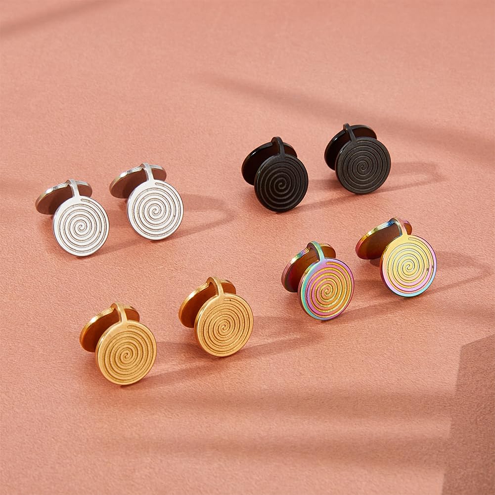 UNICRAFTALE 4 Pairs 11mm Pressure Earrings for Keloids 4 Colors Stainless Steel Punk Clip On Earrings Spiral Compression Earring Lightweight No Piercing Earring Birthday Gift for Woman