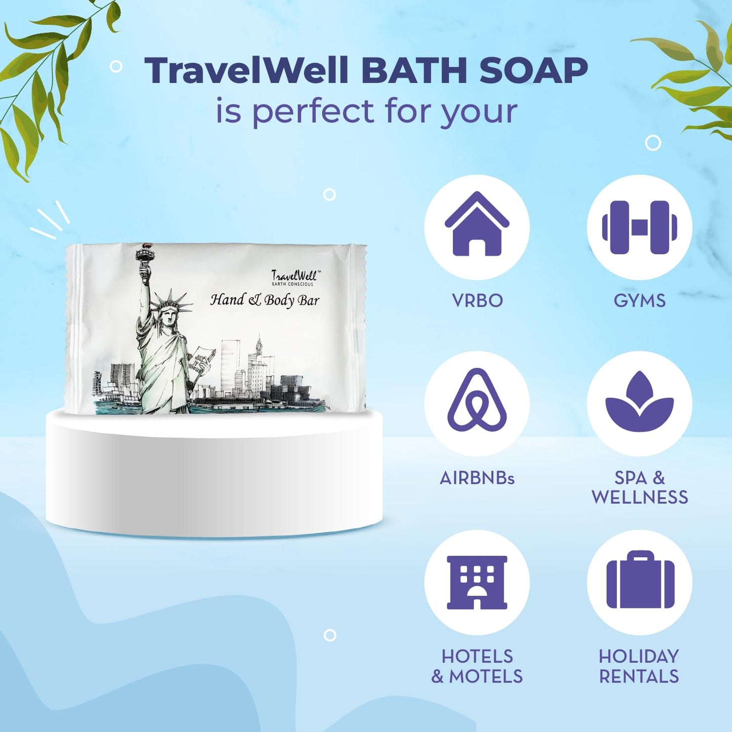 ECO Amenities Bar Soap Bulk - 300 Pack, 0.5 lb Rectangular Travel Size Soap Bars - Individually Wrapped for Hotels and Motels - Great for Vacation Rental and Airbnb Toiletries or Hygiene Kits Supplies