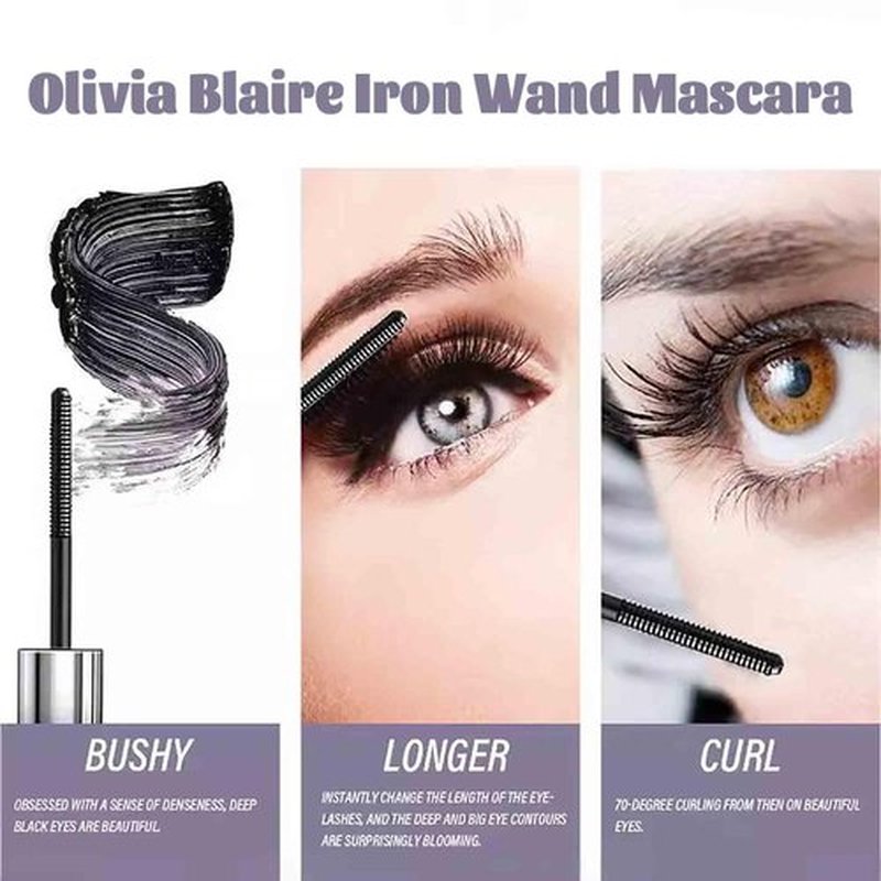 Iron Wand Mascara, Lashtitan Iron Wand Mascara, Waterproof Mascara for Sensitive Eyes, 3D Curling Eyelash Iron Mascara with Eyelash Curler, Long Lasting Bristleless Mascara (Brown, 1)