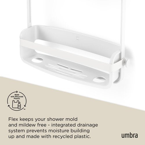 Umbra Flex Hanging Shower Caddy, Bathtub Shelf and Bathroom Organizer, White