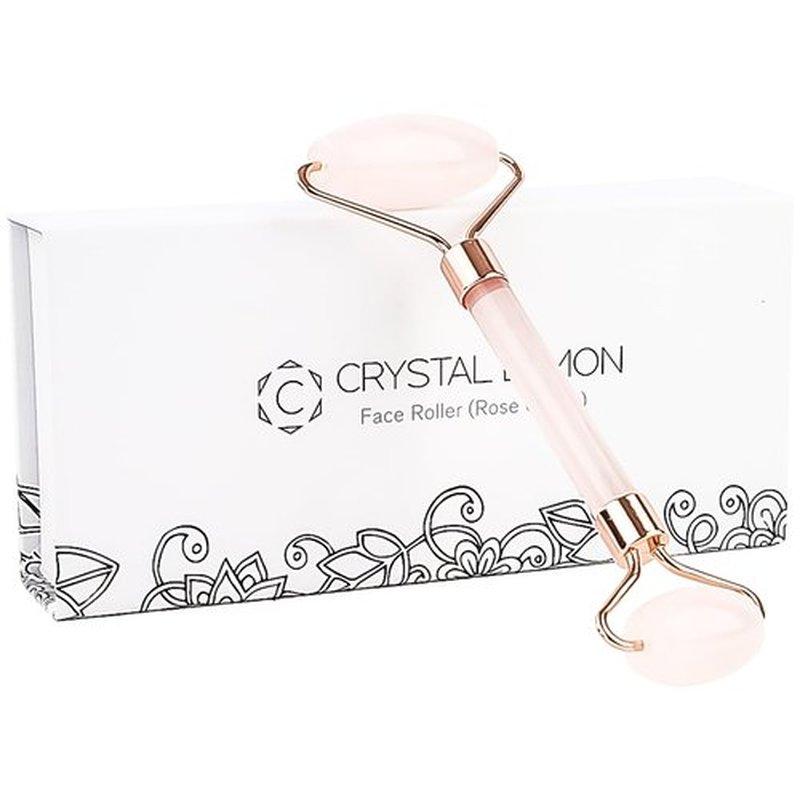 Natural Jade Roller for Face - Aging Wrinkles, Puffiness Facial Skin Massager Treatment Therapy - Premium Jade Stone, by Crystal Lemon (Rose Quartz)
