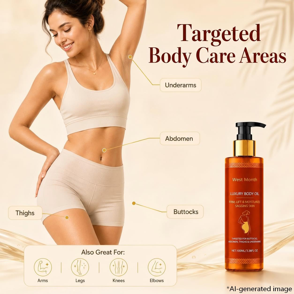 Body Firming Oil for Women, 2 Pack After Shower Oil for Dry Skin, Lightweight Non-Greasy Moisturizer for Arms Legs Belly