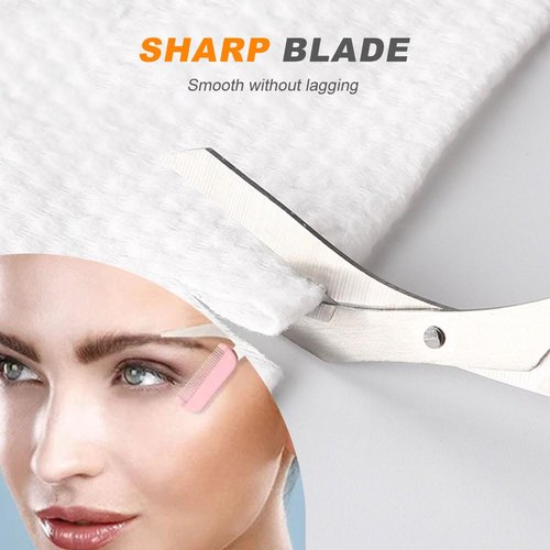 Eyebrow Trimmer Scissor, 2025 New Eyebrow Scissors with Comb, Non-Slip Stainless Steel Eyebrow Trimming Scissors, Eyebrow Cutter Hair Removal Eyebrow Scissors Makeup Tool for Women Men (3Pcs b)
