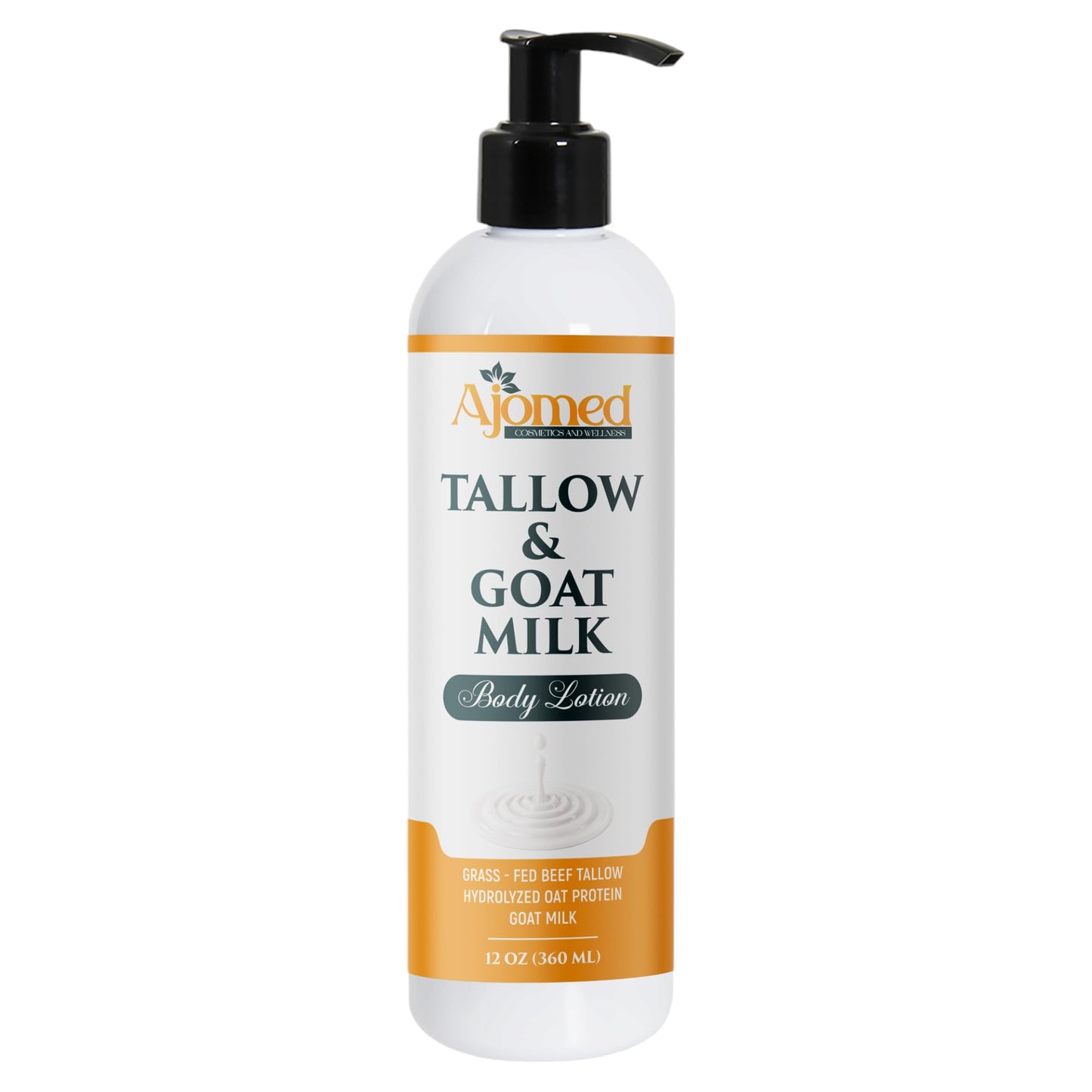 AJOMED COSMETICS Tallow & Goat Milk Body moisturizing Lotion for Sensitive Skin, handmade tallow cream (12 Fl OZ, Cashmere Vanilla)