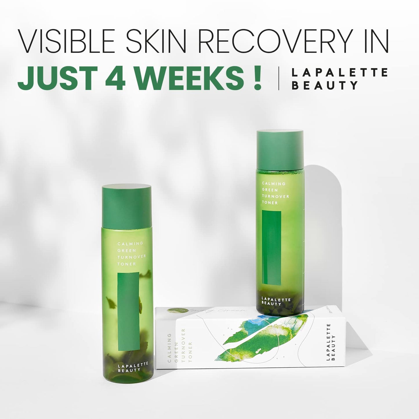 LAPALETTE Calming Green Turnover Toner | Green Tea | Hydrating & Moisturizing | Gentle Peeling with Natural Aha, Bha & PHA Ingredients | Red, Irritated Skin | Vegan | Korean Skincare 6.75fl.oz