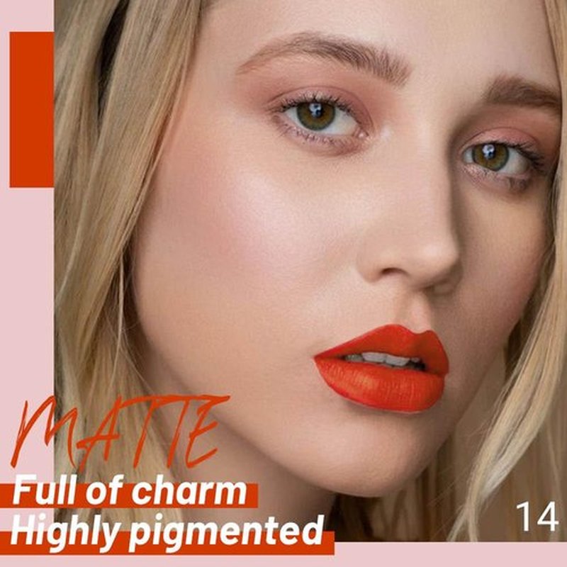JUAAZIN Firebrick Matte Liquid Lipstick, With Highly Pigmented and Rich Colors Lip Gloss, Long-Lasting Wear Non-Stick Cup Not Fade Waterproof Lipstick Makeup for Women(Firebrick 14#)