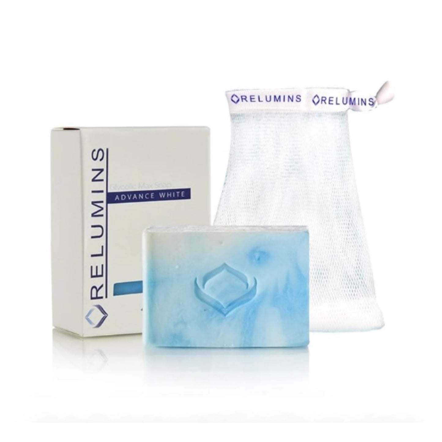 Relumins Glycolic Acid Soap Bar with Aloe and Salicylic Acid – Gentle AHA Mild Peel for Smoother, Soothing Skin - 135g x 1 Bar with Net