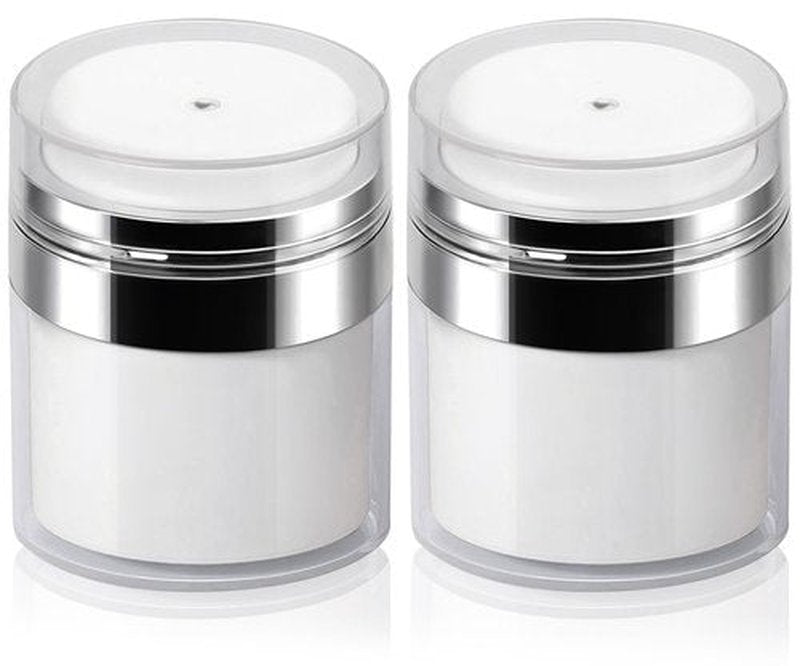 2Pack 15ml Airless Pump Jar - 0.5 Oz Moisturizer Pump Dispenser, Travel Lotion Container Vacuum Bottle for Skin Care, Thick Moisturizer, Skincare Cream