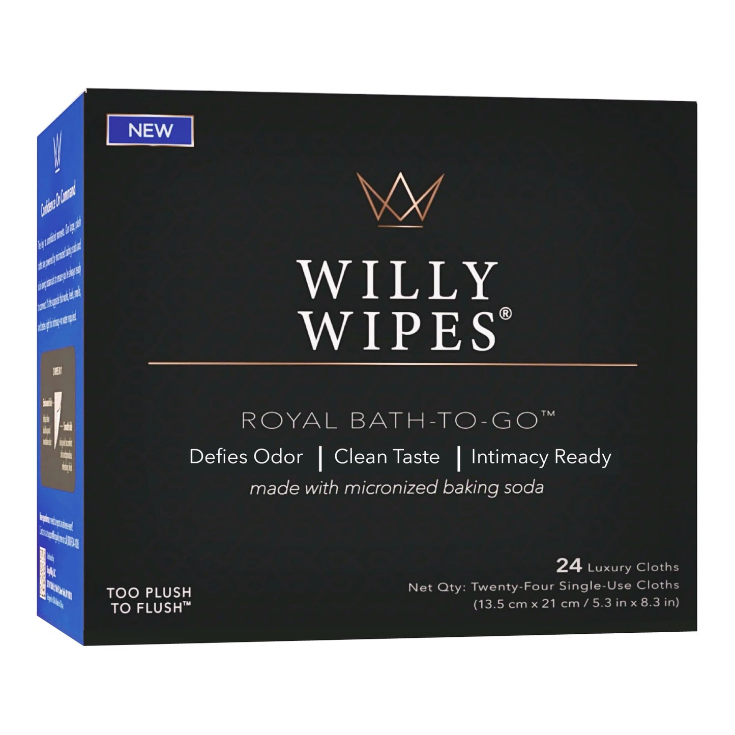 WILLY WIPES® for Men | The Imperial Box (24-Count) | Premium Textured Intimate Hygiene Washcloths | Odor-Defying Single Packets | Foreskin Safe & Residue Free Royal Bath-to-Go