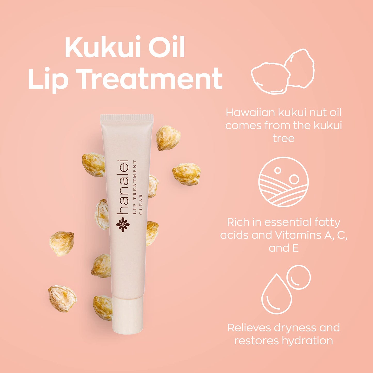Hanalei Hydrating Lip Treatment Balm – Cruelty-Free, Paraben-Free Moisturizer for Severely Dry, Chapped Lips – Kukui Oil, Shea Butter & Grapeseed Oil – Clear Tint, Travel-Size 3-Pack (5ml X 3)
