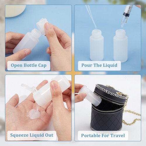 BENECREAT 10 Pack 1oz Travel Bottles Small Travel tubes Plastic Flip Cap Sample Bottle Refillable Travel Bottles for Makeup, Liquid, Cosmetic Toiletries Product