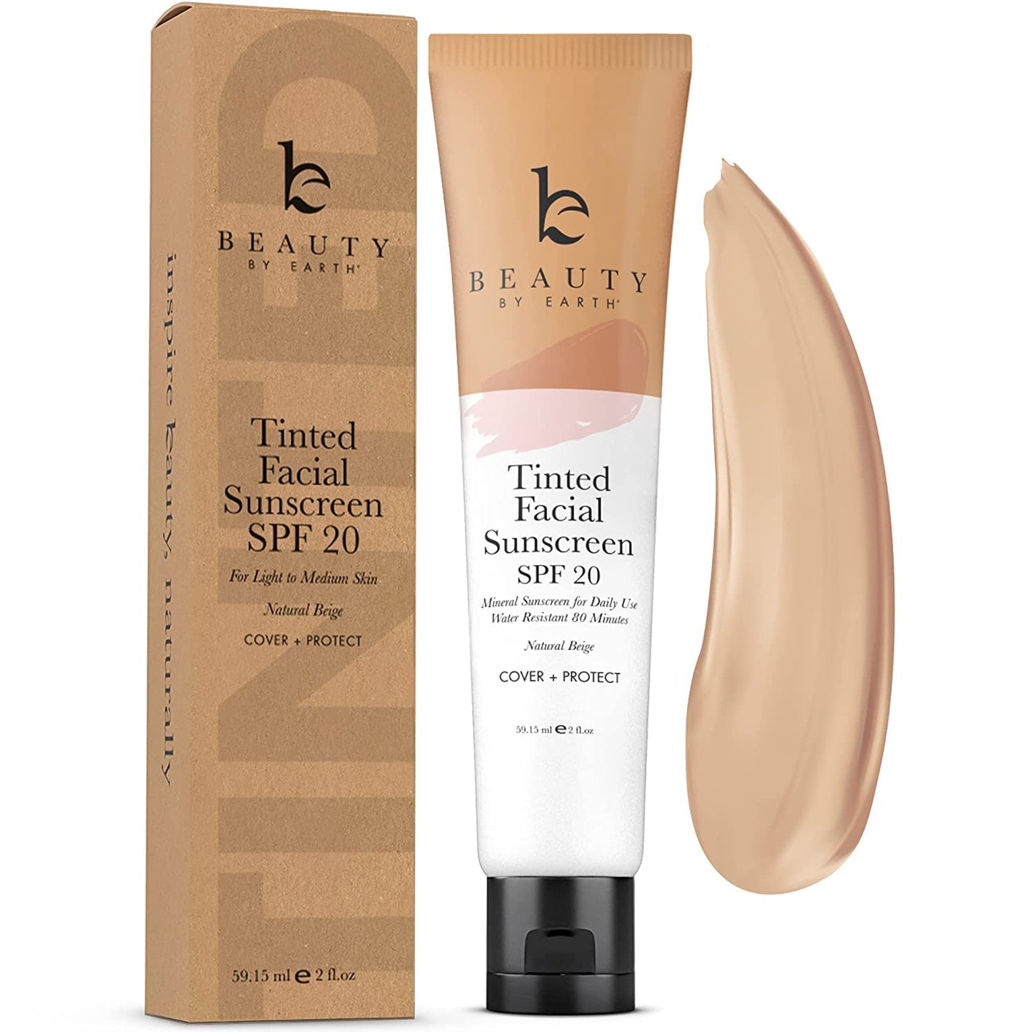 Tinted Sunscreen Serum for Face - SPF 20 With Natural & Organic Ingredients Broad Spectrum Sunblock, Tinted Moisturizer Zinc Oxide Sunscreen Face for Skincare, Facial Lotion