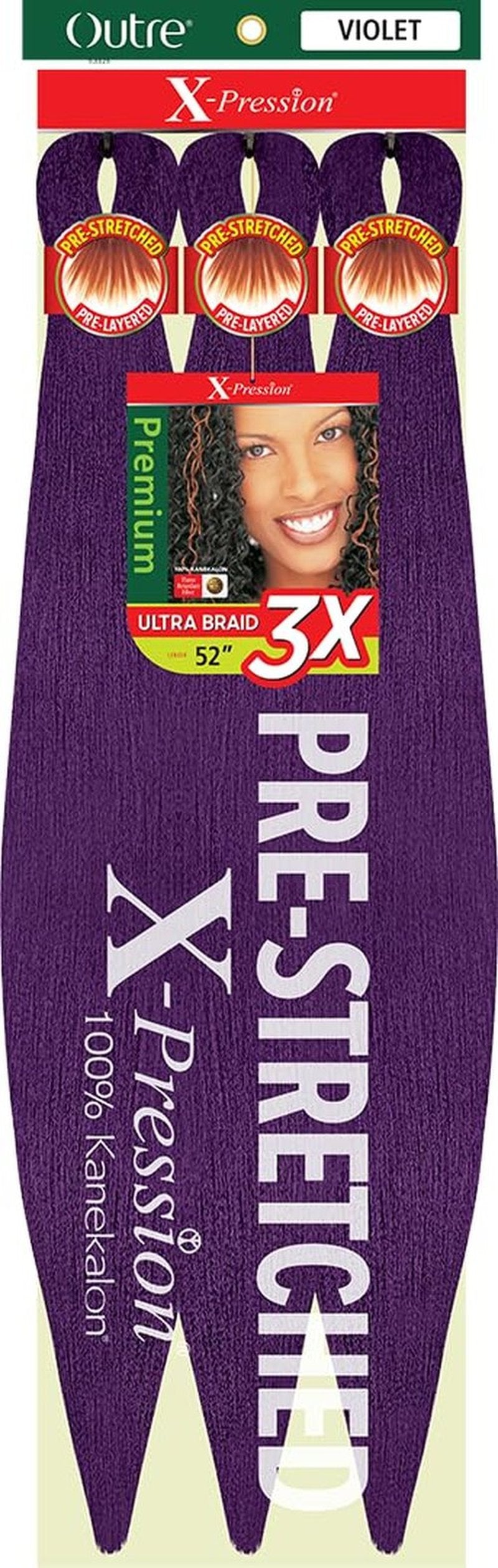 [5 PACK DEAL] Outre X-Pression Braid-Pre Stretched Braid 52" 3X 5 Packs (VIOLET)