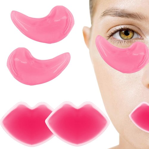 Lip ＆ Eye ice Packs, Gel Eye Pad Cold Eye Mask Hot Cold Compress Reusable Gel Eye Pads Treat Eye Swelling