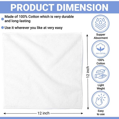 QUBA LINEN 100% Cotton - Wash Cloth Set - Pack of 24, Flannel Face Cloths, Highly Absorbent and Soft Feel Fingertip Towels (Multi Color, 12x12 Pack of 24)