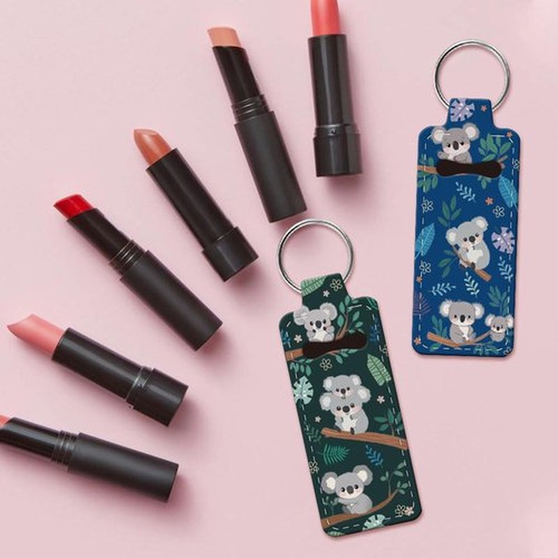 OLYCRAFT 2pcs Lipstick Holder Keychain Koala Lip Balm Holders Elastic Diving Fabric Lipstick Keychains Portable Lipstick Holder Bags Lipstick Sleeve Key Ring Holder for Lipstick Chapstick