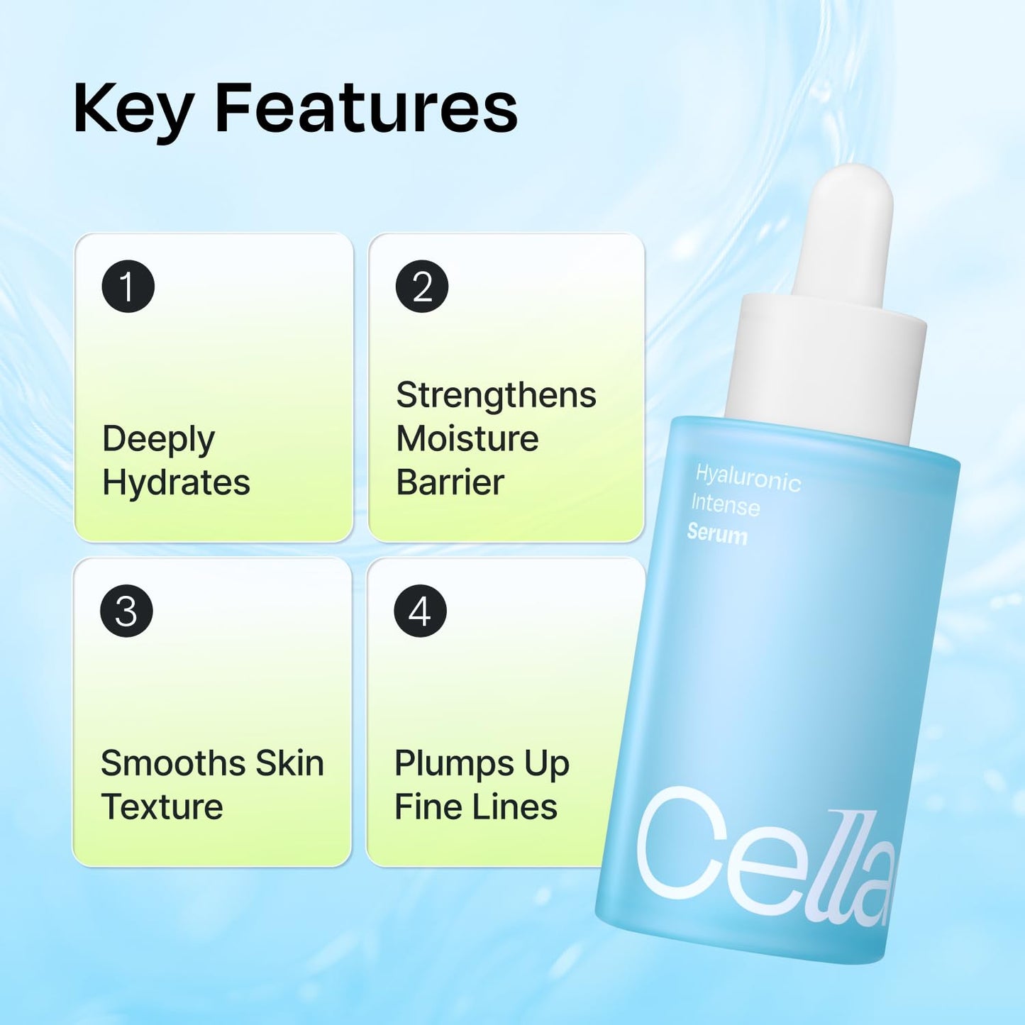 Celladix Hyaluronic Intense Serum – 95% Pure Hyaluronic Acid with Jeju Deep Sea Water & Peptides – 100 Hours of Hydration, Gentle Soothing Care for Radiant Skin – Korean Skincare, 1.69 Fl Oz