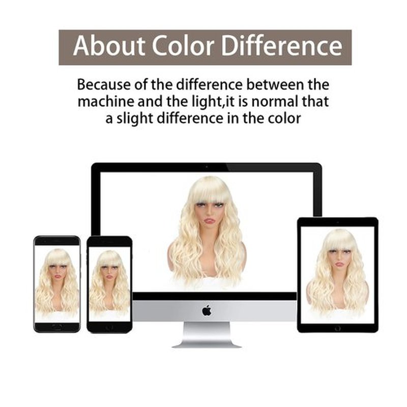 BESSY HAIR 613 Blonde Wig with Bangs Long Wavy Wigs for Women Natural Looking Heat Resistant Blonde Synthetic Wig Daily Party Cosplay Use