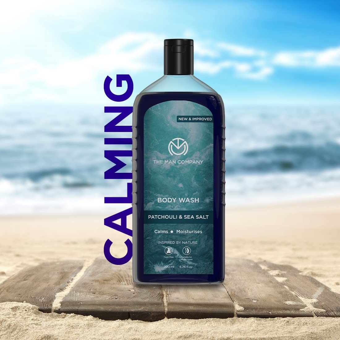 The Man Company Patchouli & Sea Salt Perfumed Body Wash For Men - 200 Ml | Shower Gel For Deep Moisturization & Smooth Skin | Enriched With Green Tea, Turmeric & Moringa Extract