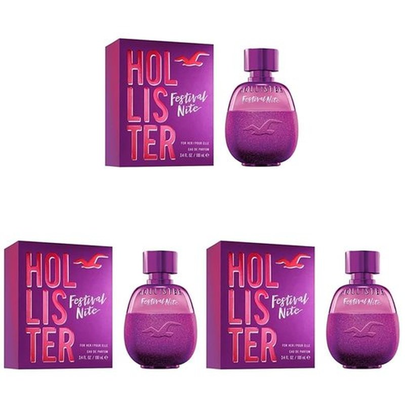 Hollister Festival Nite Women EDP Spray 3.4 oz HO26811 (Pack of 3)