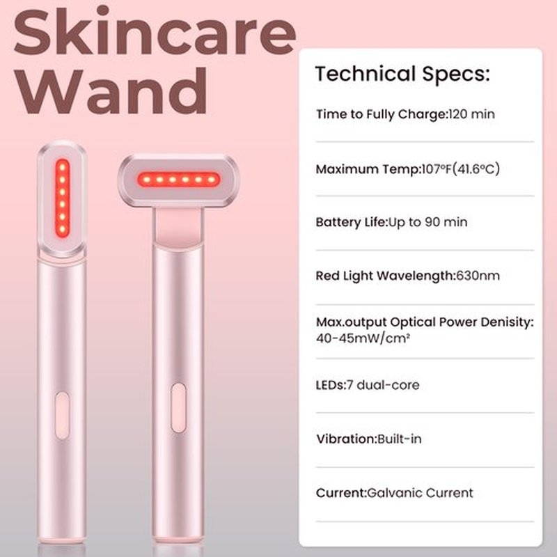 Red-Light-Therapy-for-Face,7 in 1 LED Light-Therapy-Wand for Face and Neck - Microcurrent Facial Device for Anti-Aging - Face & Eye Massager Skincare (7 Colors led light)